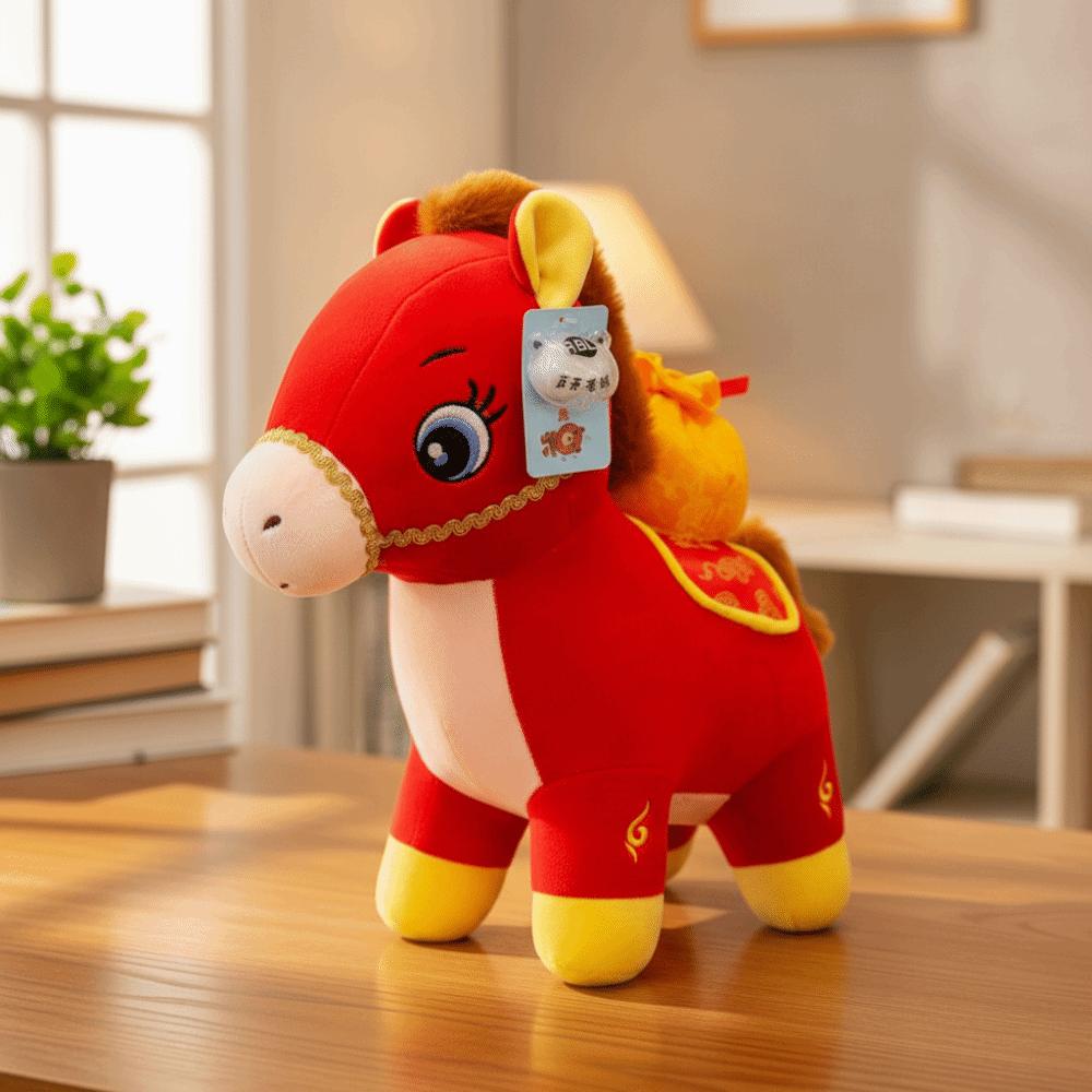 Funny Mascot Horse Good Luck Cute Stuffed Horse Fluffy Creative Zodiac Pony Figurine Festive Decor