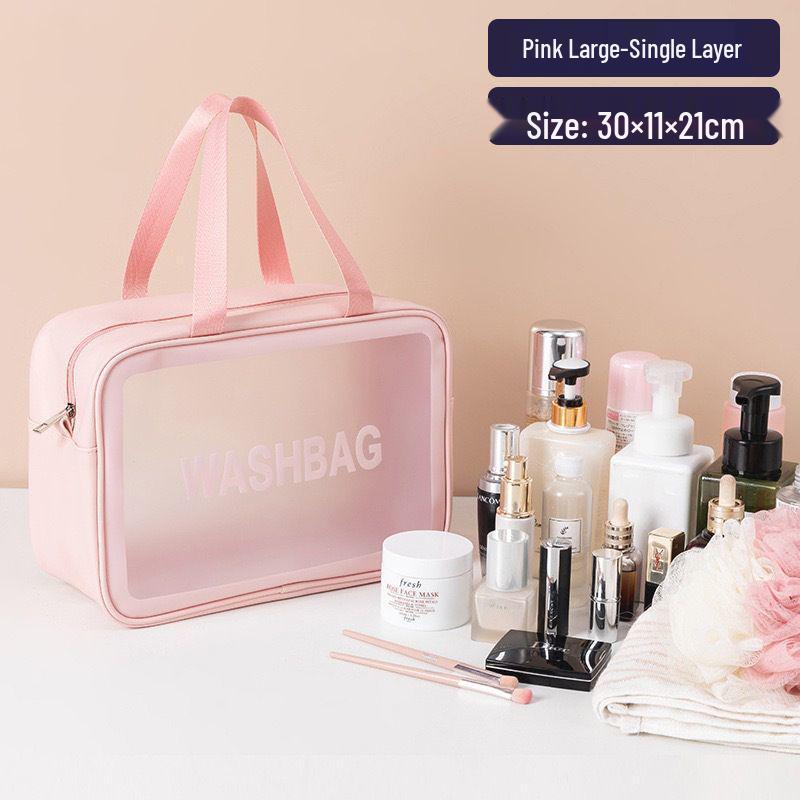 Waterproof Dual-Layer Makeup & Skincare Travel Bag - Large Capacity