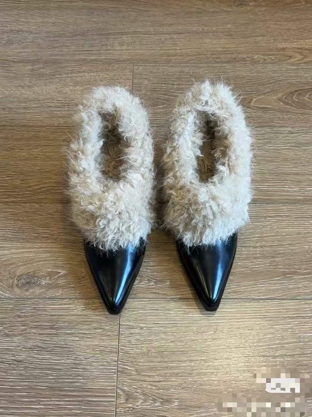 

Зимние туфли на толстом каблуке с пушистой отделкой, женские новые женские туфли, модный квадратный носок, удобные для работы, средний каблук, мех, цельный мех 35 чёрный