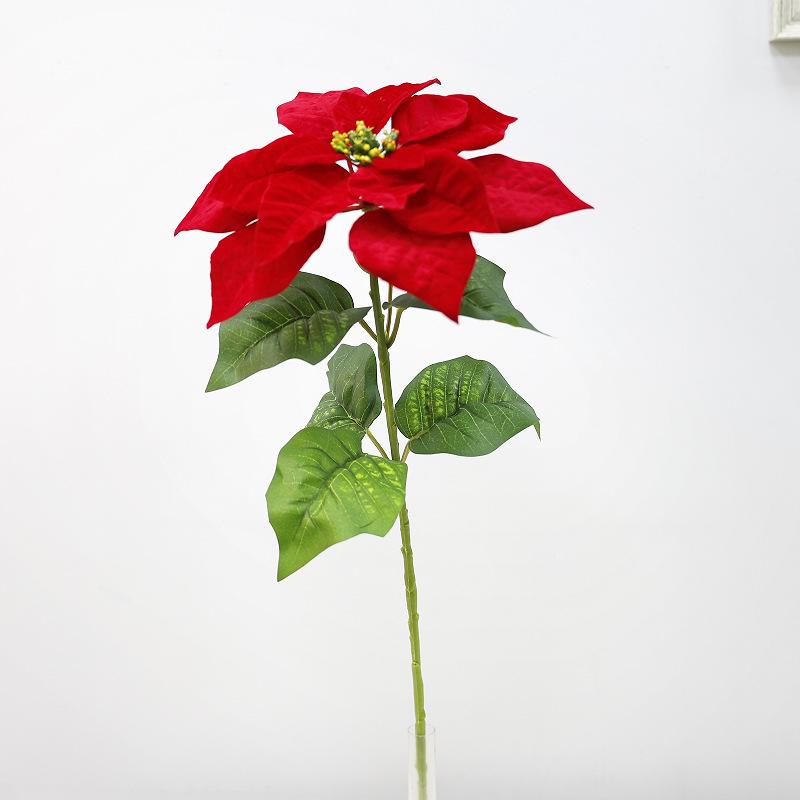 Velvet Poinsettia Christmas Wedding Bouquet - Artificial Flower Decoration.