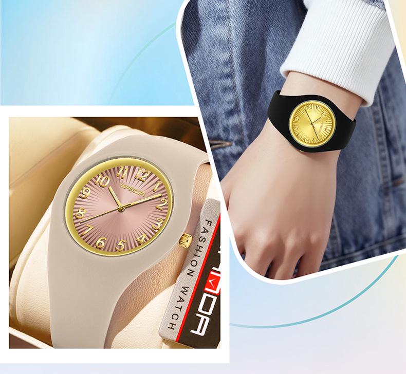 Sanda Unisex Korean Style Waterproof Quartz Watch - Simple Fresh Silicone Student Wristwatch