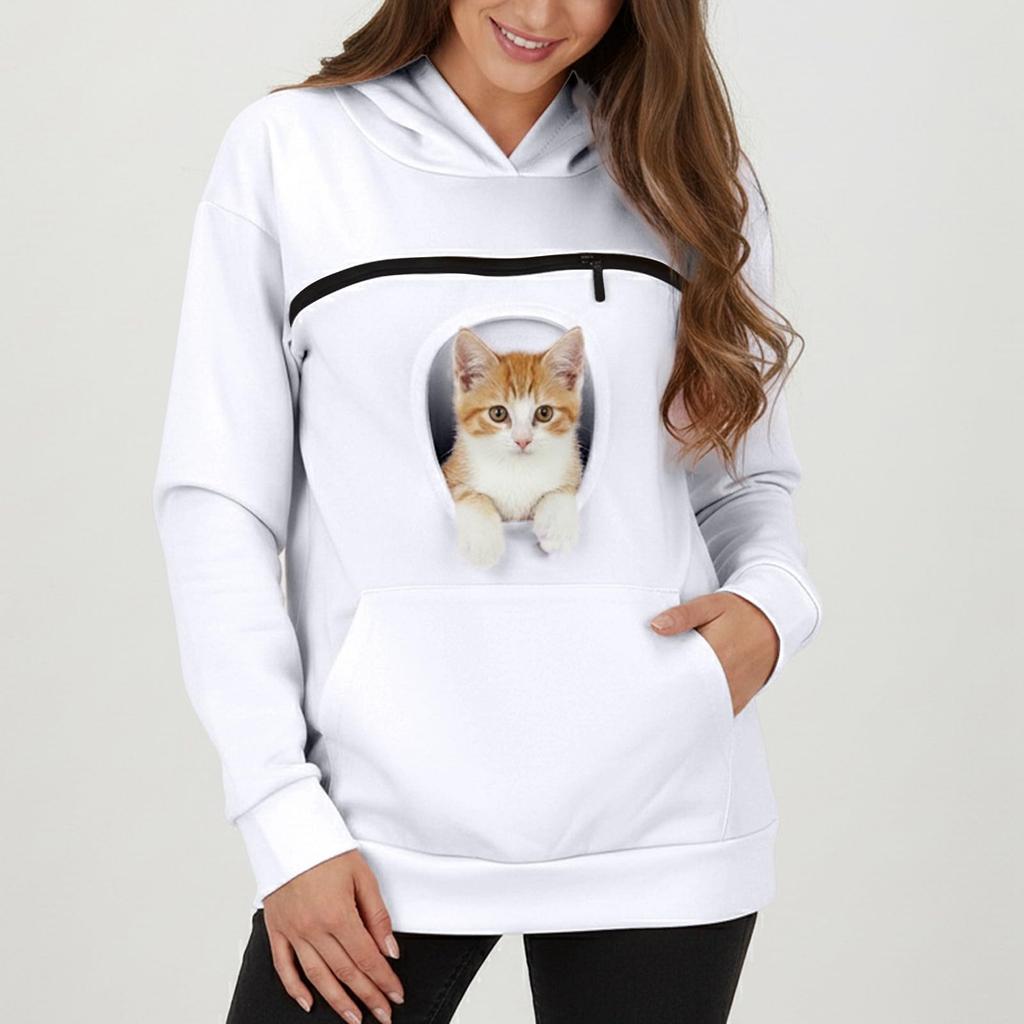 Women's Color Hoodie Loose Fit Casual Sweatshirt for Small Dogs and Cats