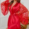 2026 New Pure Desire Mesh Nightgown Large Size Lace-up Robe Loungewear Women