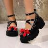 Fashion Women Sneakers Bowknot Lolita Shoes for Women Buckle Platform Mary Janes Shoes Woman Japanese Style Patent Leather Jk Shoes