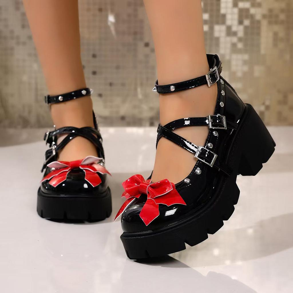 Fashion Women Sneakers Bowknot Lolita Shoes for Women Buckle Platform Mary Janes Shoes Woman Japanese Style Patent Leather Jk Shoes