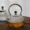 High Borosilicate Glass Bubble Teapot Thickened High Temperature Resistant Hammer Pattern Glass Pot Copper Handle Beam Pot Filter Mouth Flower Teapot