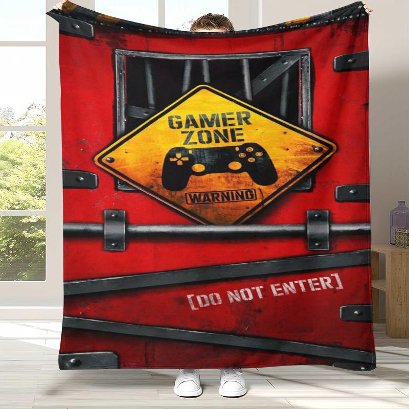 

Cartoon Game Gamer Zone Controller Logo Flannel Blanket,Ultra Soft Warm Plush Throw for Home Bedroom Bed Sofa Cover Picnic gift 75x90cm