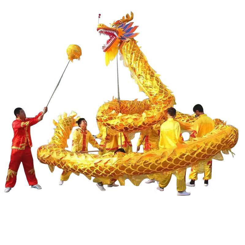 Traditional Dragon Dance Prop Set with Dragon Head 3 Sections