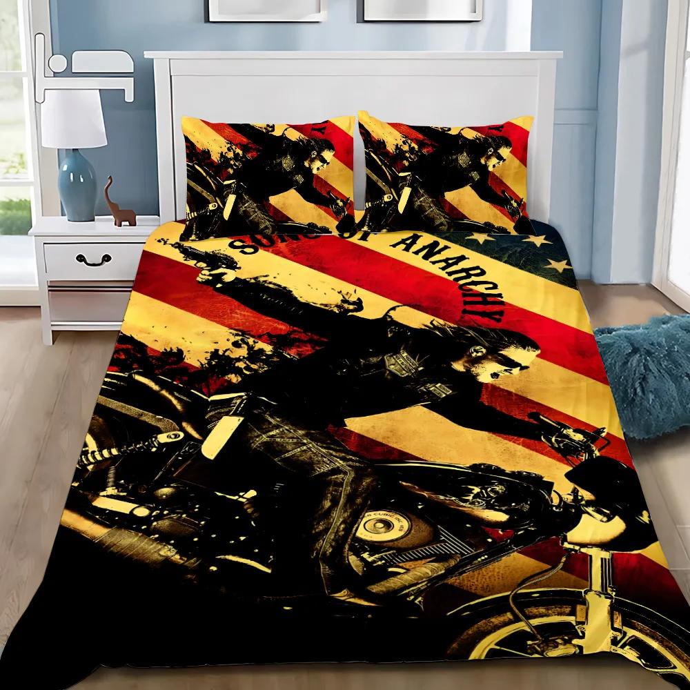 Sons of Anarchy Retro Duvet Cover Pillowcase Bedding Set Adult Boy Girl Bedroom Decoration Children Gift Single Double Size
