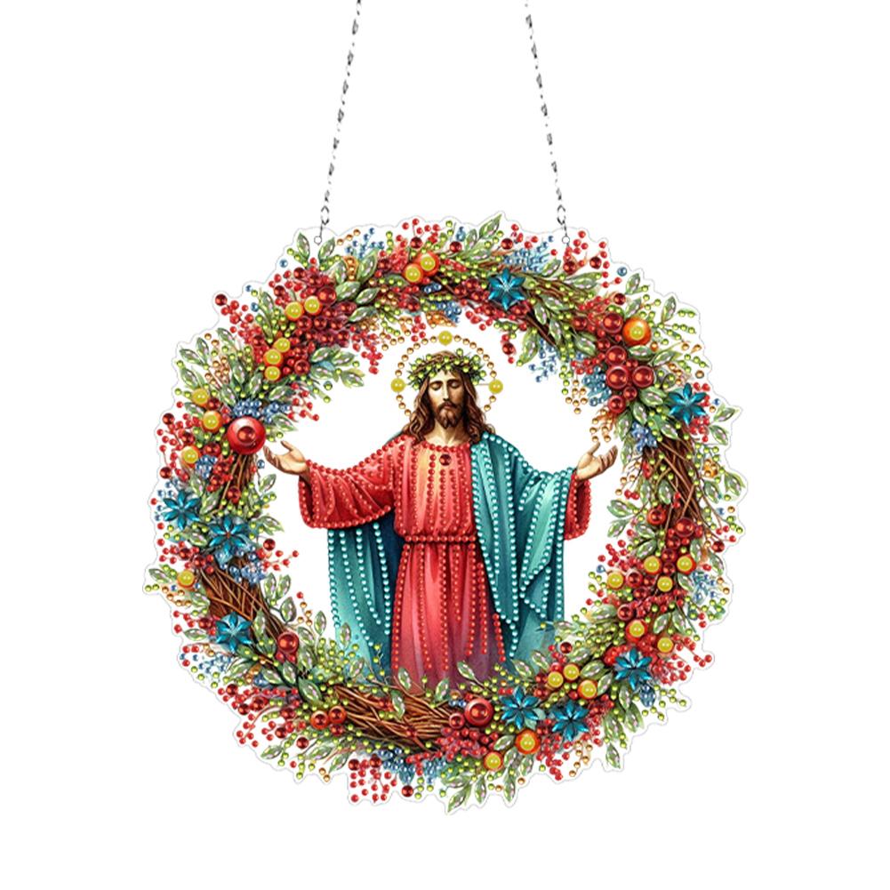 Acryl Spezialform Jesus Glaube Strass Diamant Kunst Anhänger Diamantmalerei Hängeanhänger für Garten Fenster Dekoration