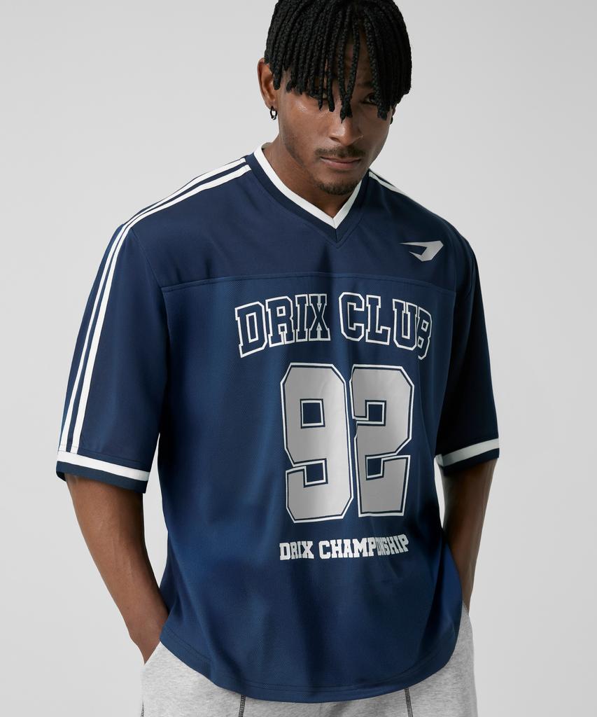 DRIX Rugby Track Oversized Mesh Jersey Half Sleeve_Navy