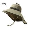 Dinosaur Fishing Hat for Kids Sun with Solar Fan, Wide Brim UV Protection Beach Babies Neck Flap, Summer Cap Boys Girls Camping