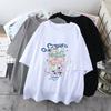 Summer Short Sleeve Tshirt Women Cartoon Print Round Neck Top Fashion Loose Tee