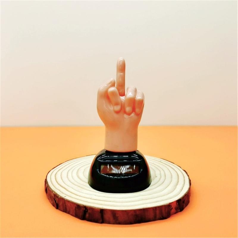 Solar Middle Finger Shakings Toy Car Dashboards Dancing Figure Toy Brown Creative Car Bobbleheads Decorative Ornament