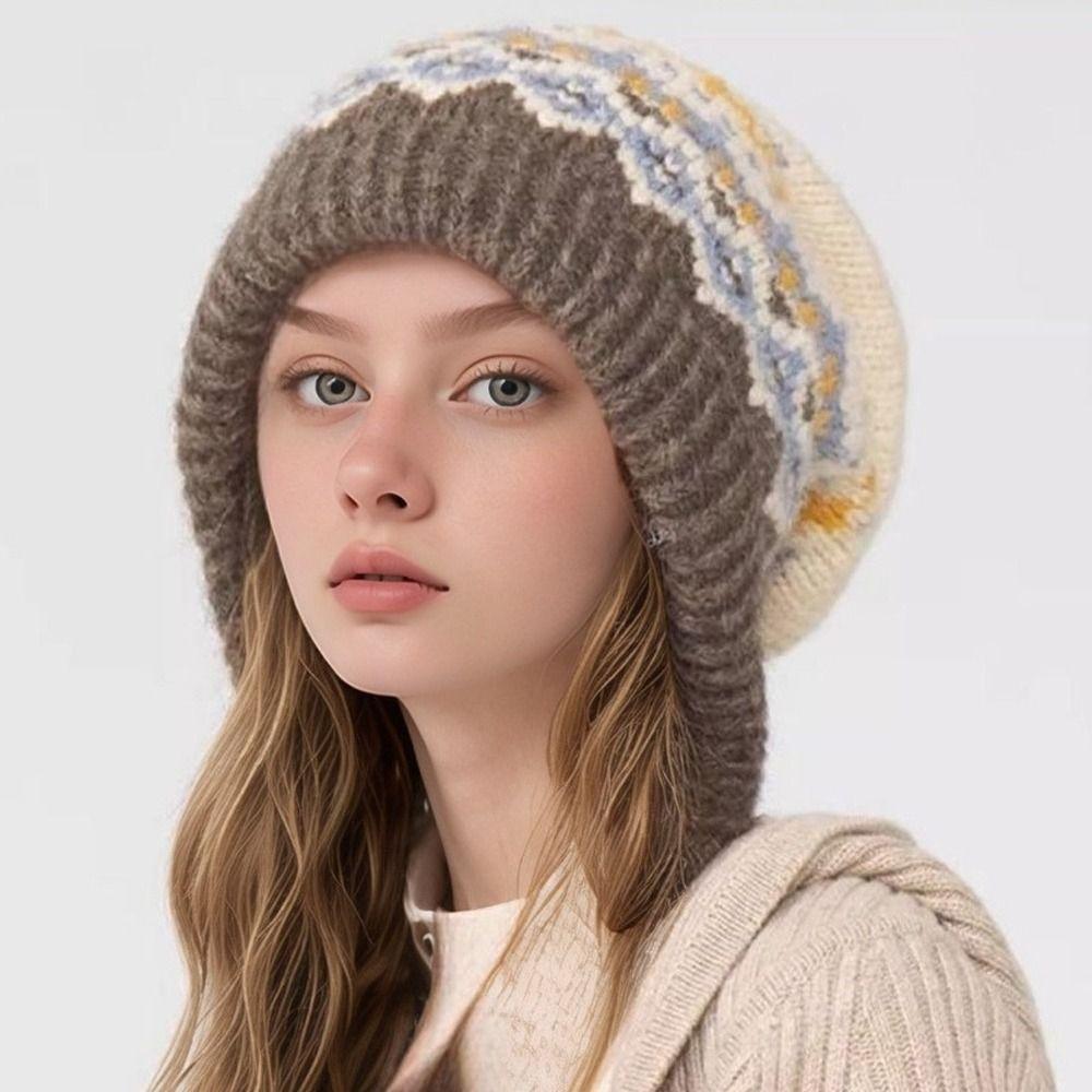 Pompom Warm Hat Windproof Ear Protection Hat Fashion Beanie Cap  Winter