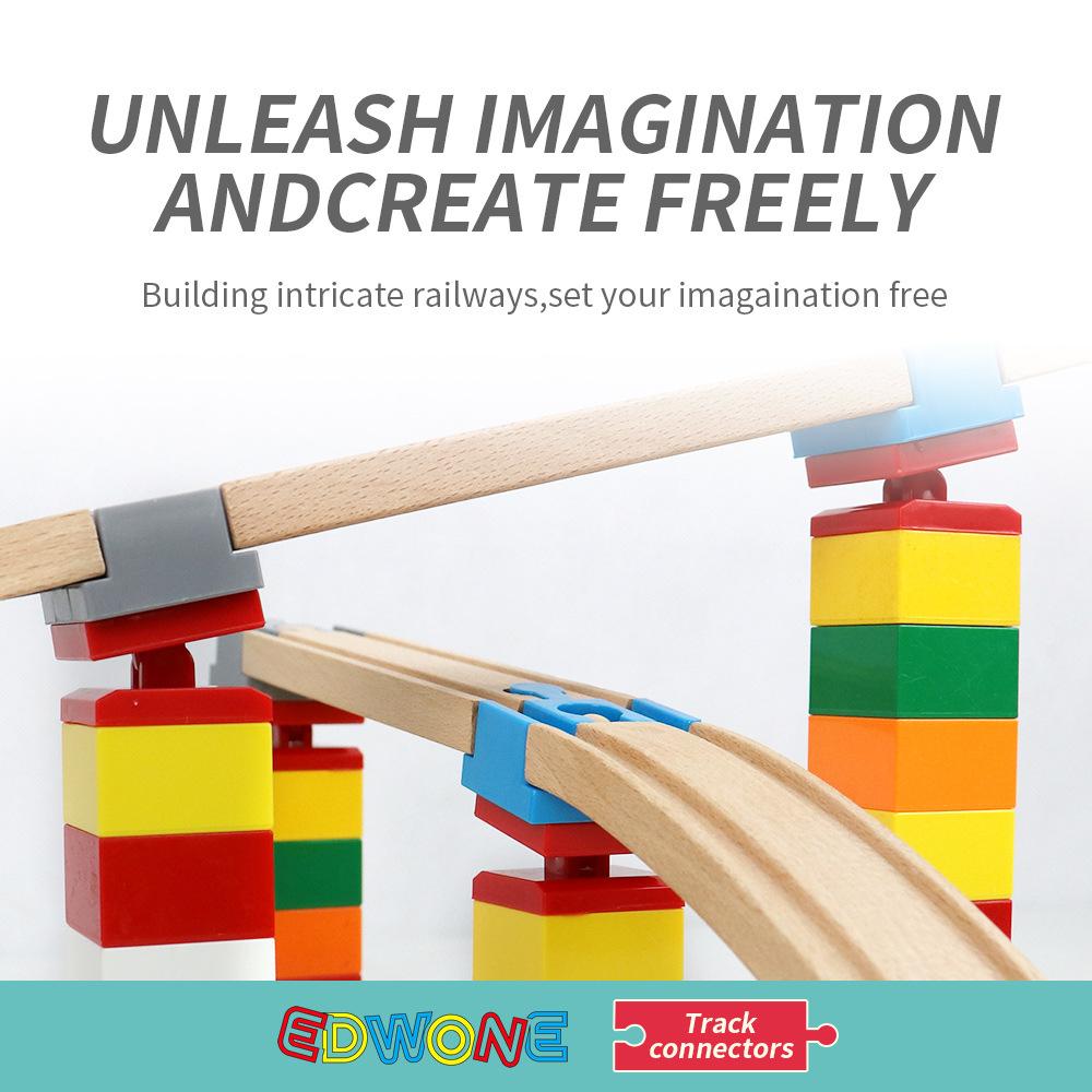 1/10Pcs Universal Wooden Tracks Connectors Accessories Big Size Blocks Rotatable Connection Adapters Fit For Brand Train Tracks