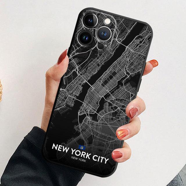 Telefon Shell Für Iphone 14 13 12 11 Pro Max Mini Xs Max Xr X 7 8 Plus 6s Weiche Silikon Fall Abdeckung Fundas Welt Stadt Karte Reise