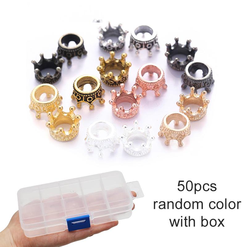 50pcs Alloy Loose Spacer Beads with Box Jewelry Making DIY Bracelet Handmade Accessories Crown Beads ConnectorsEnd Beads Cap TMZ