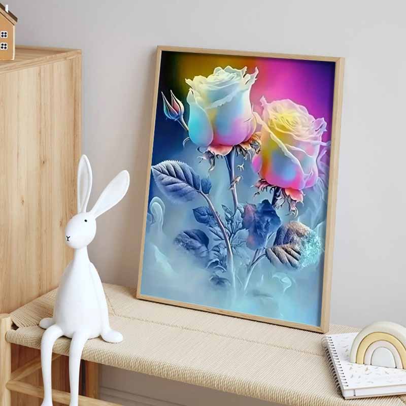New Arrival 5D DIY Full Circle Diamond Painting "Colorful Rose" Embroidery Cross Stitch Home Decor Gift