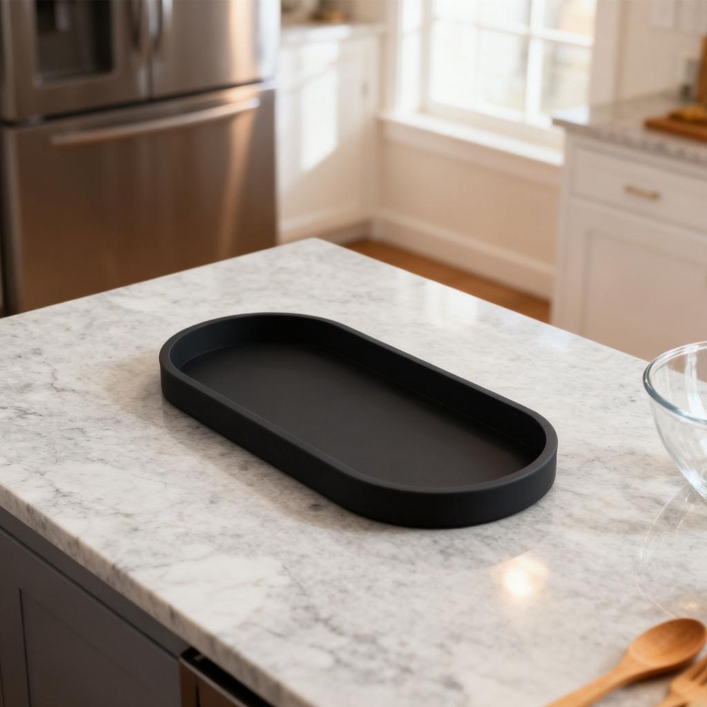 Dishwasher Safe Countertop Organizer Silicone Bathroom Tray Soap Dispenser