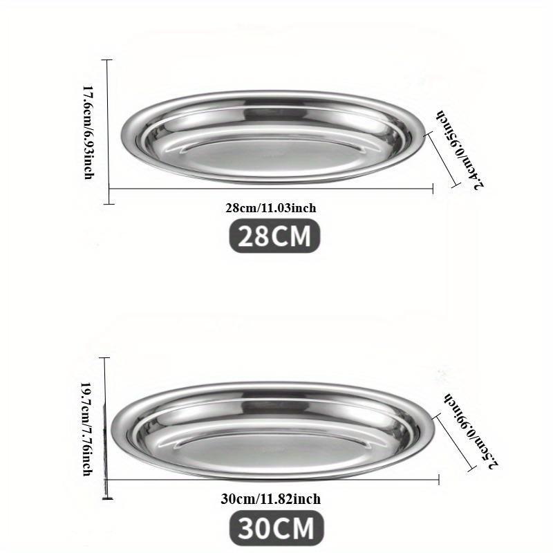 Multi-Size 304 Stainless Steel Oval Fish Plates Household Food Dinner Steamed Shallow Plate Dishes Kitchen Tableware Dinnerware