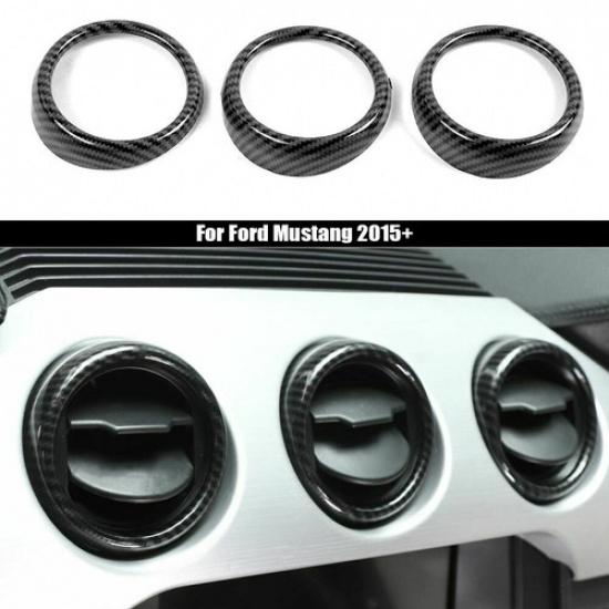 For Ford Mustang 2015+ Center Console AC Air Vent Outlet Cover Trim Carbon Fiber