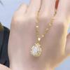 Exquisite Cat's Eye Stone Tulip Necklace with a Light Luxury and Niche Design Sense. 2026 New Trendy Titanium Steel Temperament Collarbone Chain
