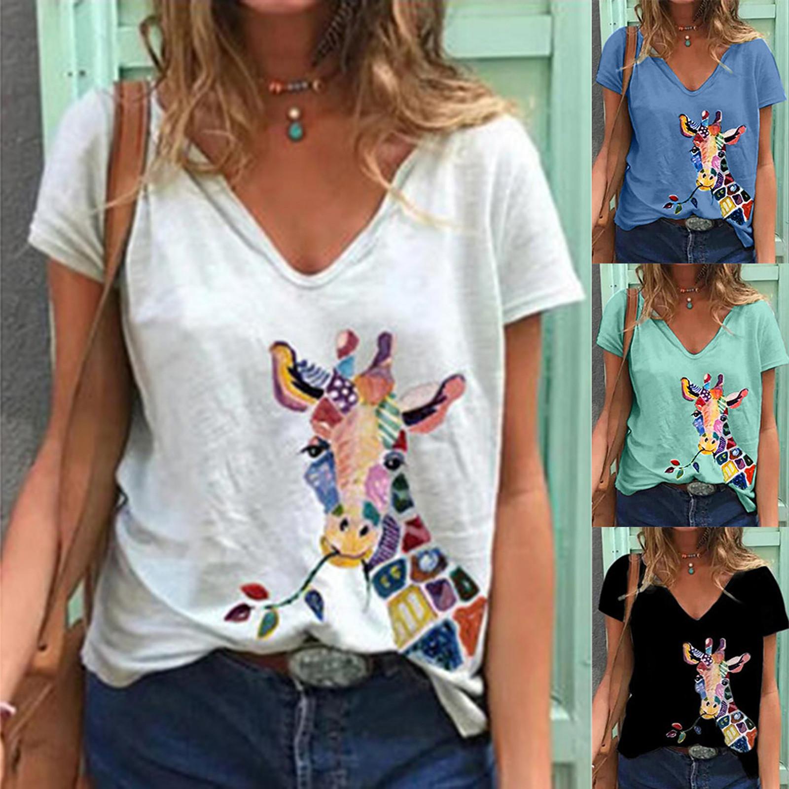 

Plus Size Women Short Sleeve 3D Printed Tops Tee T-Shirt Blouse