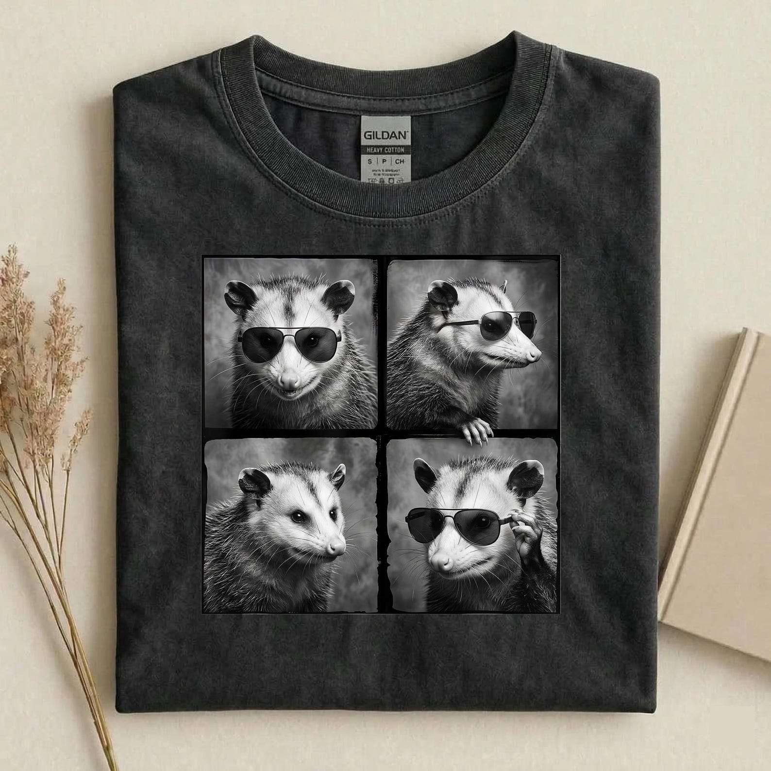 Funny Opossum Shirt, Cool Possum Graphic Tee, Animal Lover Gift, Vintage Style Opossum T-Shirt, Cute Trash Panda Shirt L