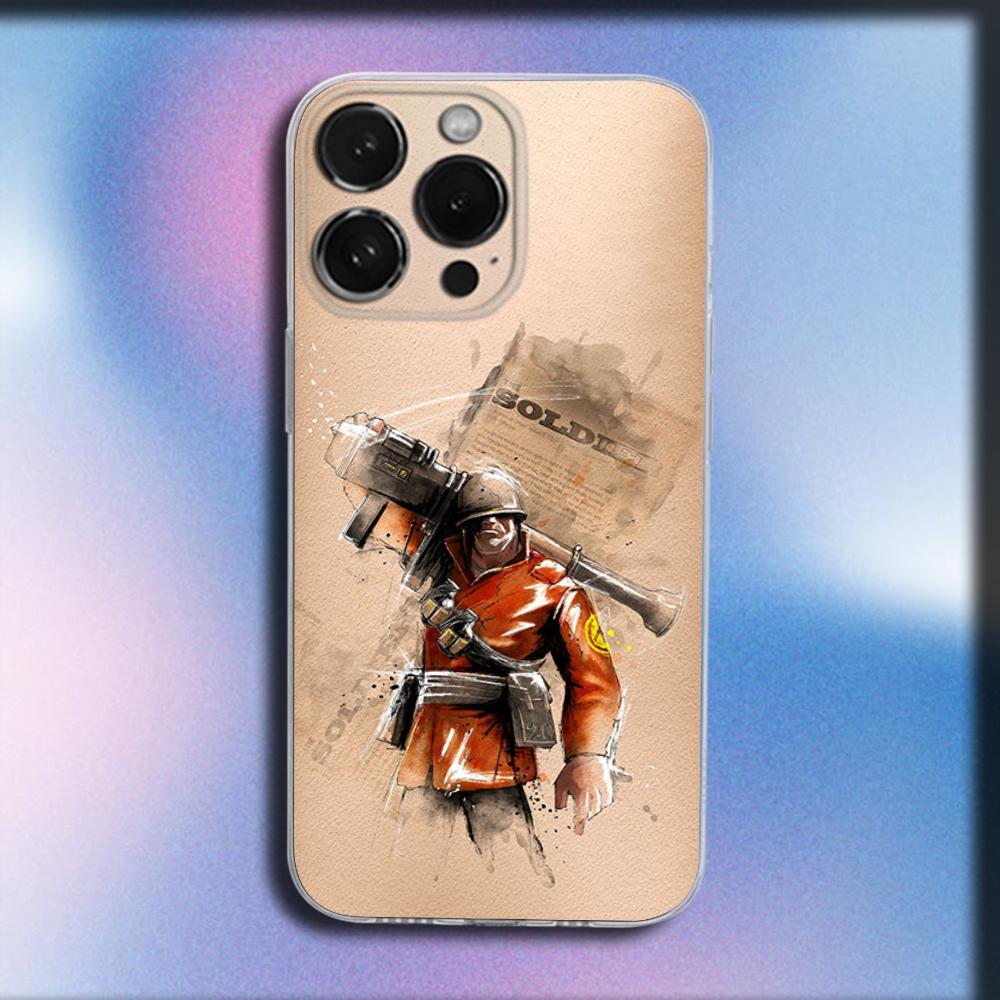 Team F-Fortress 2 Game Phone Case For iPhone 16,15,14,13,12,11 Plus,Pro,Max,XR,XS,X,Plus,SE,Mini Transparent Soft Cover