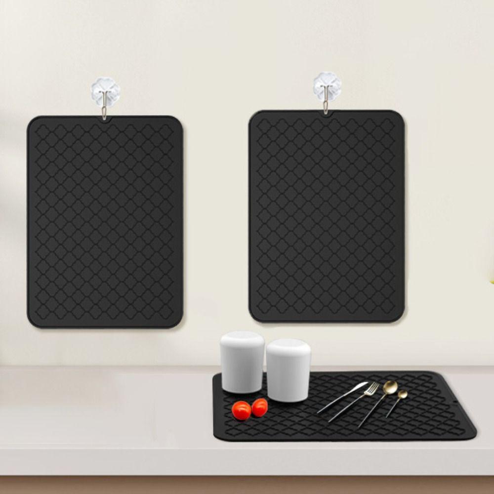 Silicone Dish Drying Mat Anti-slip Pot Mat Multi-functional Tableware Drain Pad  Kitchen Counter