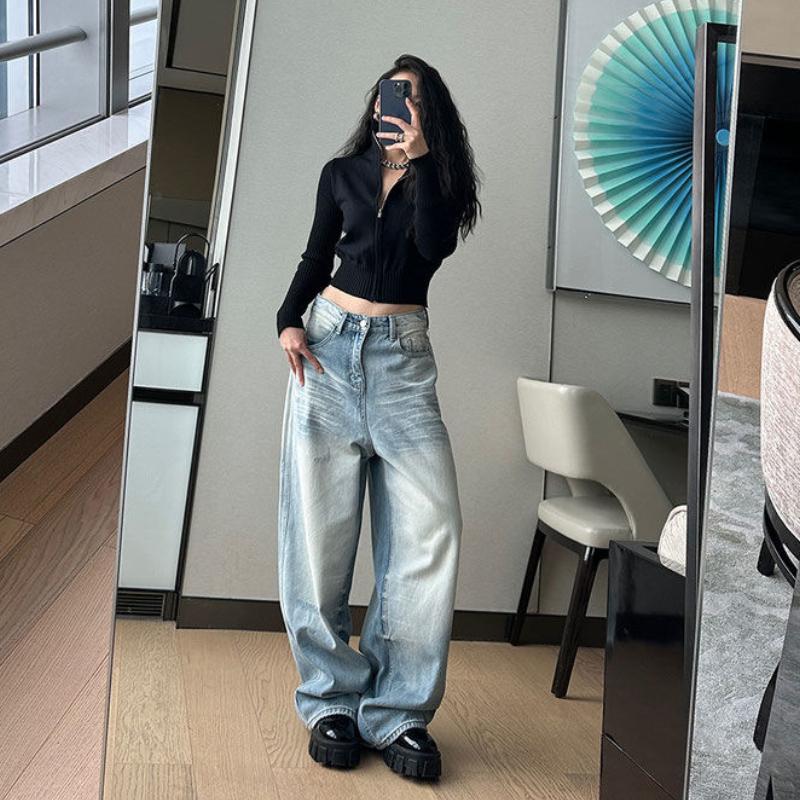 90s Modré High Street Ležérní Volné Kalhoty Dámské Harajuku Oversize Y2k Široké Kalhoty Dámské 2000s Módní Design Volné Kalhoty