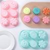 6-Cavity Silicone Soap Molds Flower Shape Non-Stick Chocolate Molds Food Grade Silicone Handmade Pudding Mould Holiday Baking