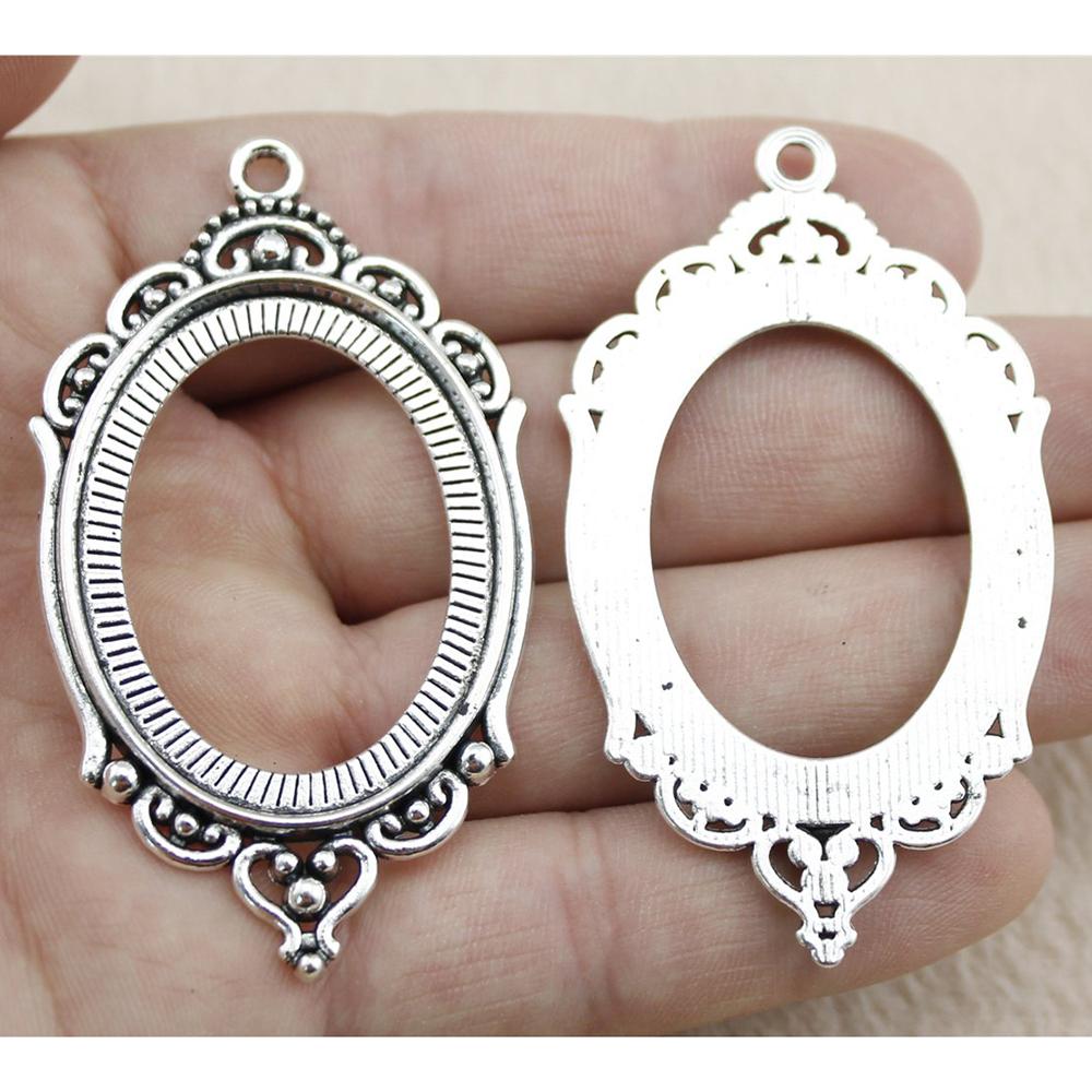 

2pcs Fit 30x40mm Oval Glass Cabochon Base Setting Pendant Tray For Jewelry DIY Making Antique Silver Color FM4016