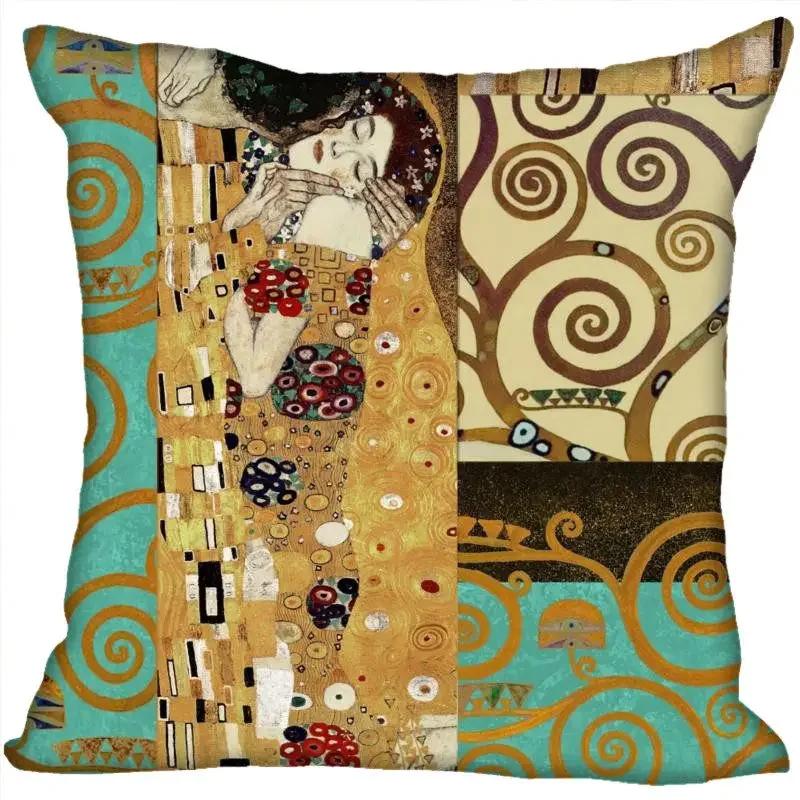 Benutzerdefinierte Kunstmuster Kissenbezüge Gustav Klimt Quadratischer Kissenbezug Weihnachten Reißverschluss-Kissenbezug 45*45cm(Eine Seite)
