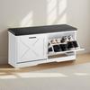 Entryway Shoe Storage Bench, 1000 x 305 x 475 mm Shoe Organizer with Flip Drawers, 440lbs Narrow Shoes Rack Bench with Cushion & Flip Doors, for