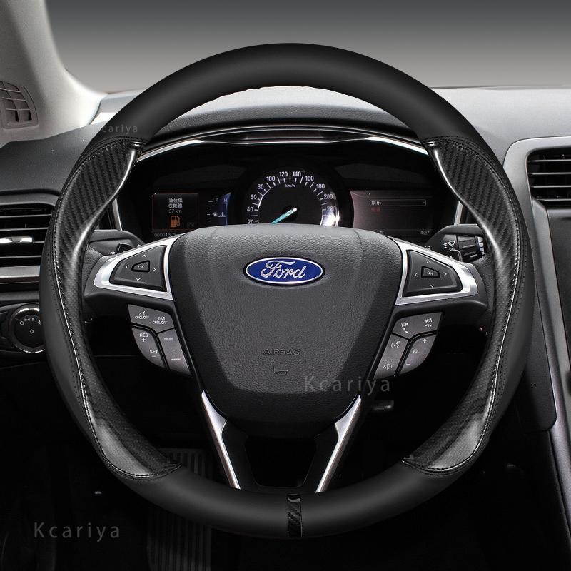 Suede Cow Leather Car Steering Wheel Cover Anti-slip 38cm For Ford Focus 2 3 4 MK1 MK2 MK3 MK4 Auto Interior Accessories
