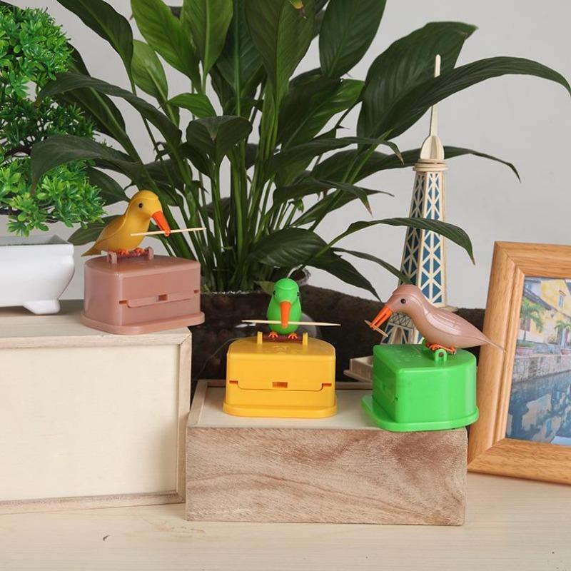 Small Bird Toothpick Container Automatic Toothpick Dispenser Toothpick Holder Home Decoration Kitchen Accessories