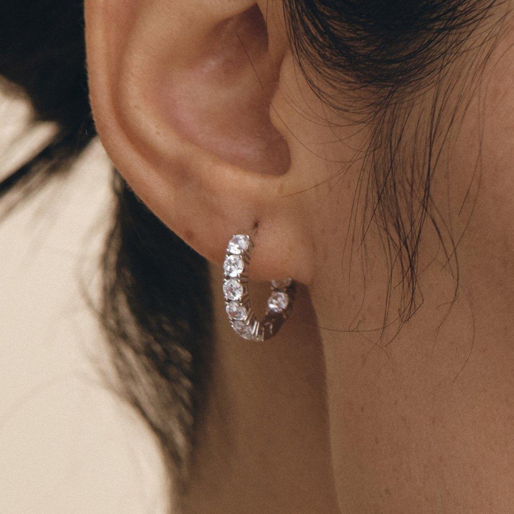 Essence Silver (W) Tennis One-Touch Earrings M Hl4E46440W9Xxx