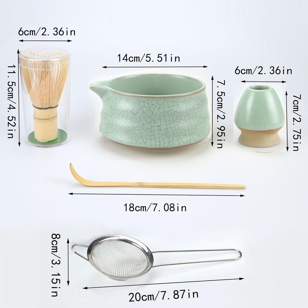 2pcs/4pcs/5pcs/set Premium Matcha Tea Set With Bamboo Whisk, Bowl, Scoop & Holder-Complete Matcha Making Kit For Traditional Tea