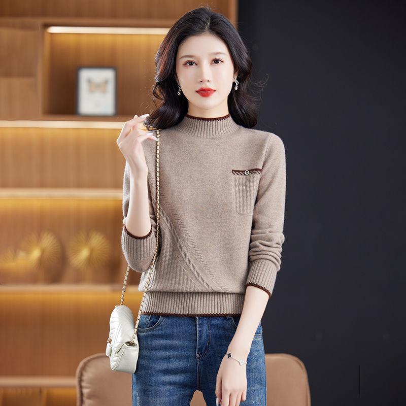 

Semi-high-neck Sweater Women s Autumn and Winter Thickened Knitted Sweater Top Loose Pullover Base Loose Sweater 2XL
