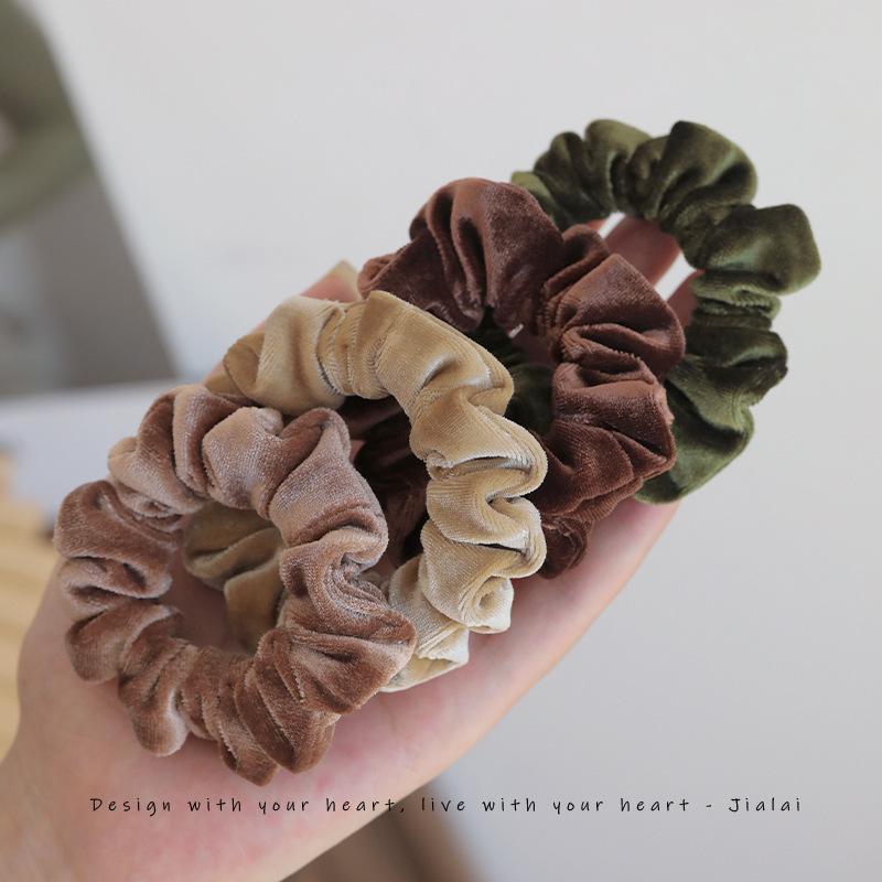 Velvet Scrunchies Set: Milk Tea & Apricot - Japanese & Korean Style Hair Accessories