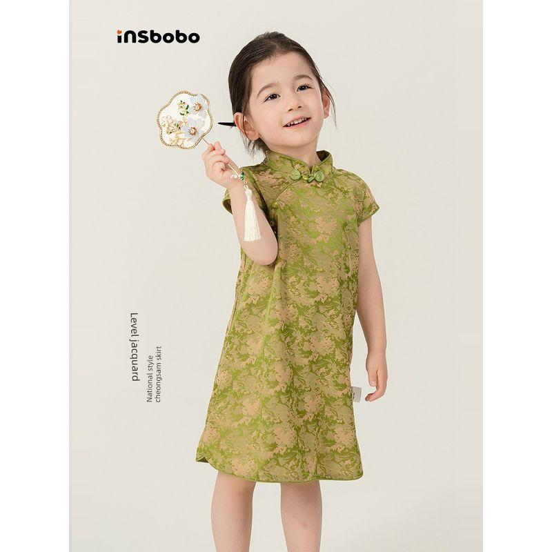 Insbobo Girls' Dress, Baby Girl's Dress, Summer New Style Children's Cheongsam Dress, Chinese Style Baby Clothing, Summer