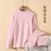 Kids Thermal Underwear Set Fleece Lined Mid-Collar Cotton Sleepwear Boys Girls Winter