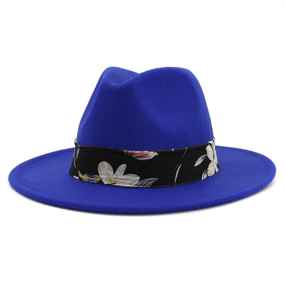Wide Brim Wool Felt Fedora Panama Hat 