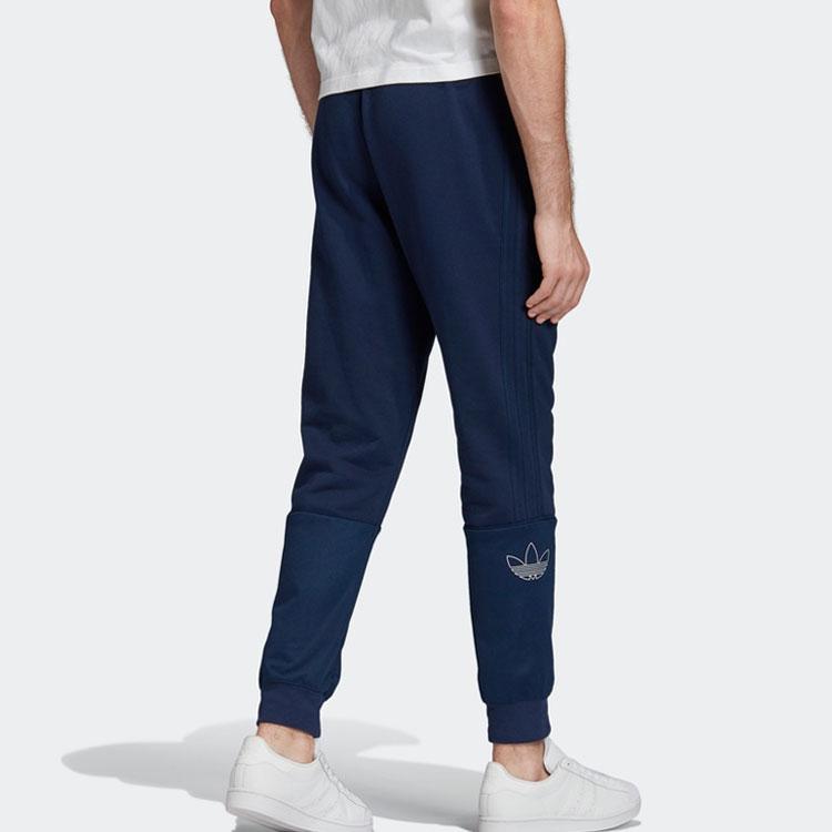 Adidas Originals Trefoil Outline Embroidered Logo Sweatpants with Cuffed Ankles Men Bottoms Blue FM3906