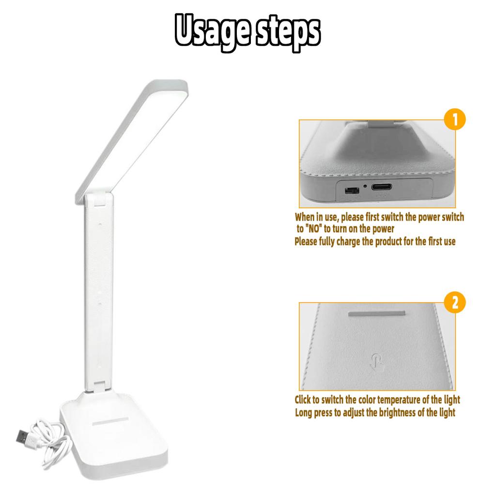 Foldable LED Desk Lamp, Rechargeable Touch Control 3 Dimmable Levels, Eye-Caring Book Reading Light for Bedroom Office Study