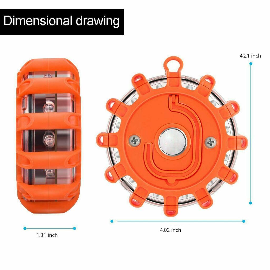 Rotating LED Warning Lights - 3pcs: Orange Car Safety & Traffic Alerts