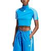 adidas Originals Women's Mock Neck 3-Stripes Cropped Top Blue Female IV9321