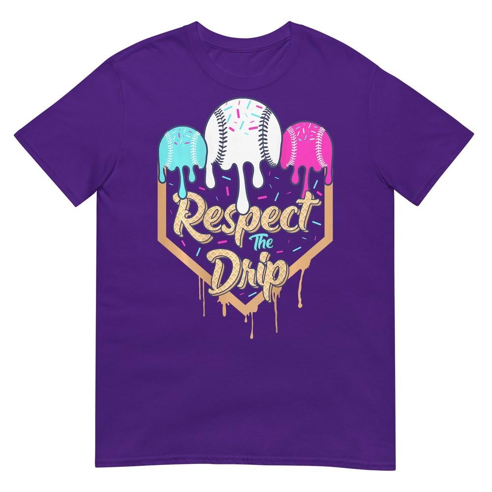 Baseball Ice Cream Drip Boys Home Plate Glove Respect Drip TShirt